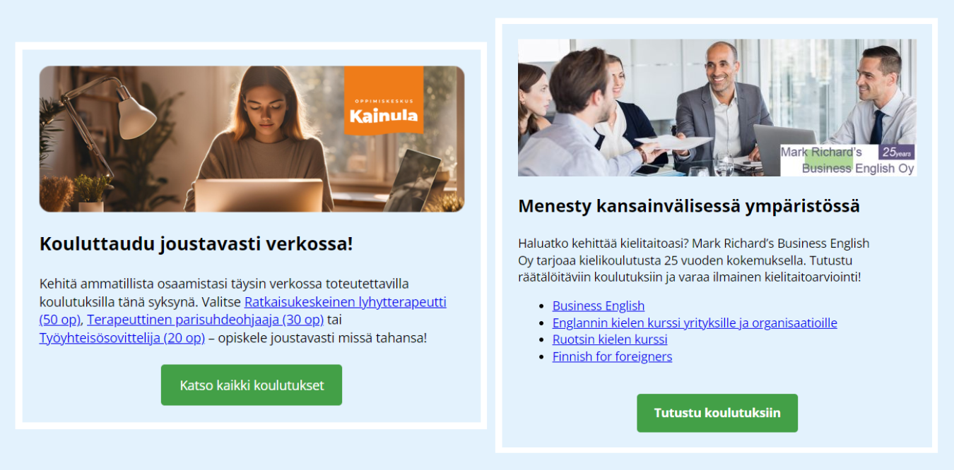 Uutiskirjemainos esimerkkikuvat koulutus1